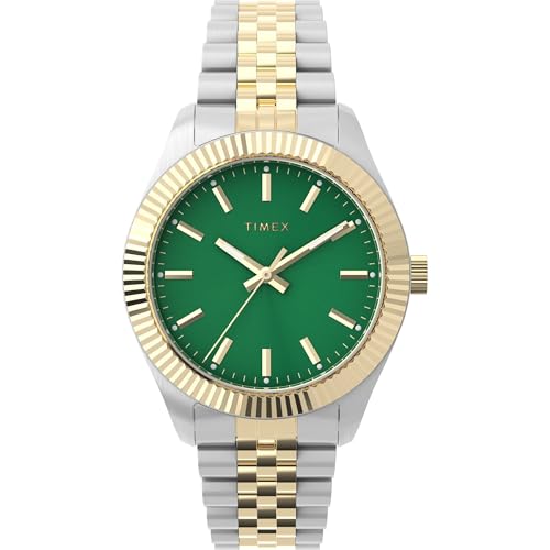 Image of TIMEX Trend Analog Watch for Women with Green Round Dial & Multicolor Stainless Steel Bracelet Band Water Resistant Women's Wrist Watches - TW2W87400UJ