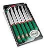 Sanelli Premana Professional Confezione Coltelli Costata, Acciaio Inossidabile, Verde/Rosso, 25.5x15.5x2.0 cm, 6 unità
