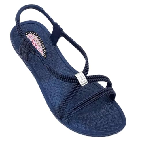 Badeschuhe Damen - Tenno - Schwimmschuhe Badesandalen Frauen - fällt klein aus - schmaler Schnitt - navy,40