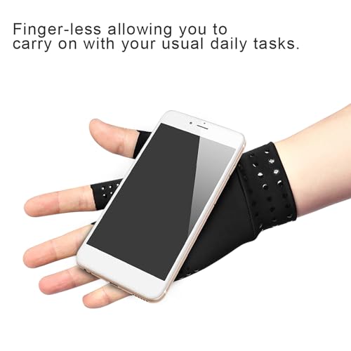YUMILI 1 Paar Fingerlose Handstücke Unisex Nylonkompressionshandschuhe Atmungsaktiv für das Tägliche Leben (Schwarz)