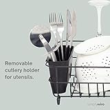 simplywire - Dish Drainer - Anti Rust Drying Rack – Cutlery Basket - Black Plastic Coated Steel - Image 3