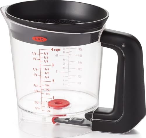 OXO Good Grips Good Gravy Fat Separator - 4 Cup | Bottom-Release Spout Leaves Fat Behind, Ideal for...