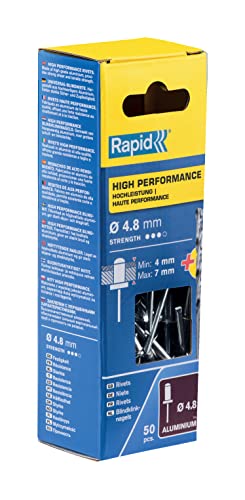 Rapid Rivets High Performance Including Drill Piece, 4.8 x 10 mm, 5000387 - 50 Pieces, Silver/ Blue/ Clear, ø4.8 mm - Image 2