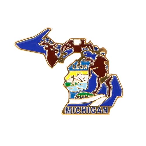 Image of State Shaped Map Lapel Metal Pin Enamel Brooch Keepsake Beautifully Designed for Backpack Hat