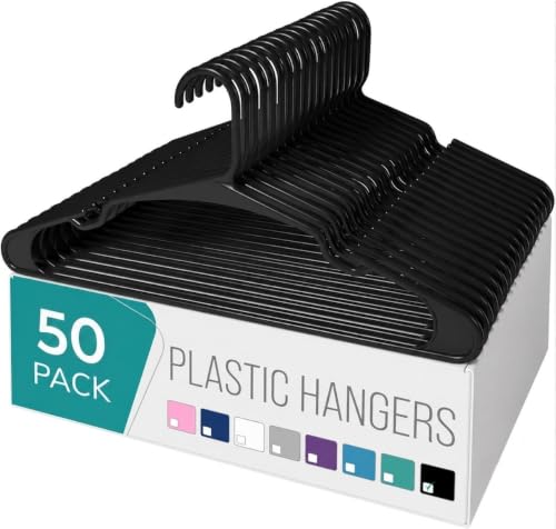 Image of Golden Bird Pack of 50 Premium Plastic Hanger Clothes Hangers for Hanging, Elevate Your Wardrobe Organization Space Saving Clothes Hangers for Wardrobe Ultra Slim Closet Hangers for Shirts,Pants