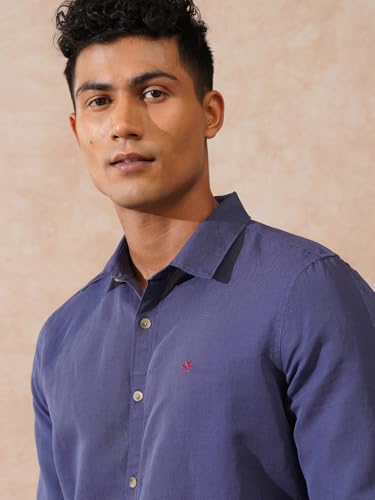 Image of WROGN Men's Linen Blend Shirt | Solid Styles | Slim Fit
