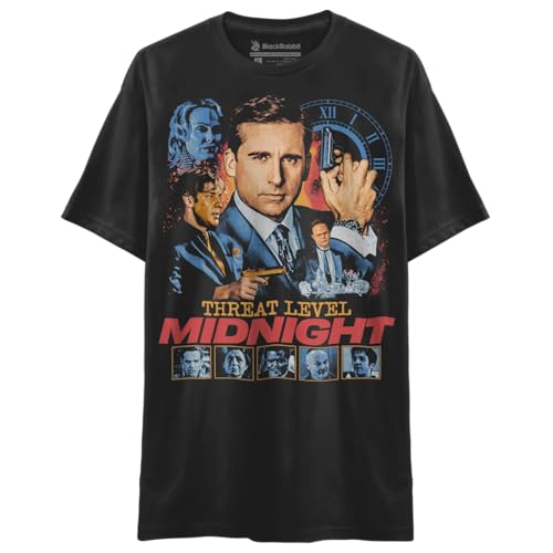 Black Rabbit Threat Level Midnight Retro Vintage Spy Movie Inspired Unisex Classic T-Shirt (Soft Premium Tee - Black, X-Large)