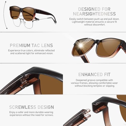 Image of GEGURI Polarized Sunglasses Fit Over Glasses for Men Women, Oversized Square Sun Glasses UV400 Protection Shades