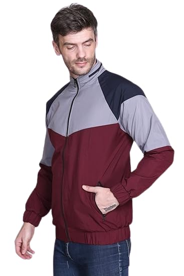 Men's Polyester Windcheater Jacket, Navy Blue and Grey, Winter Wear-picture-20