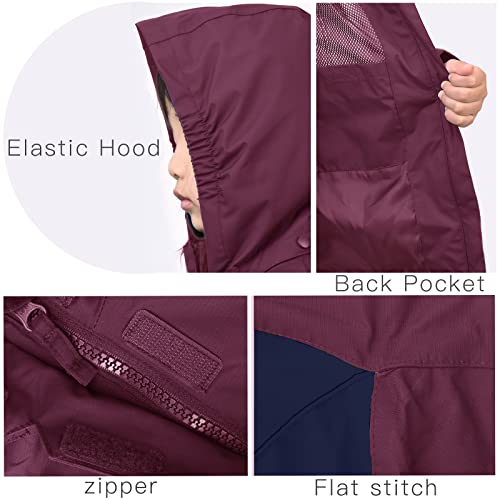 Image of YINGJIELIDE Boys Girls Waterproof Rain Jackets Kids Easy to Fold Windbreaker Lightweight Outdoor Hooded Raincoat