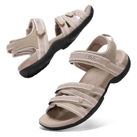 ziitop Womens Outdoor Walking Sandals Open Toe Arch Support Trail Hiking Sandals Adjustable Velcro Sport Sandals Water Shoes Cover