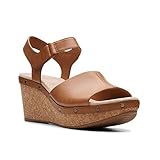 Clarks womens Annadel Clover Wedge Sandal, Tan Leather, 8.5 US