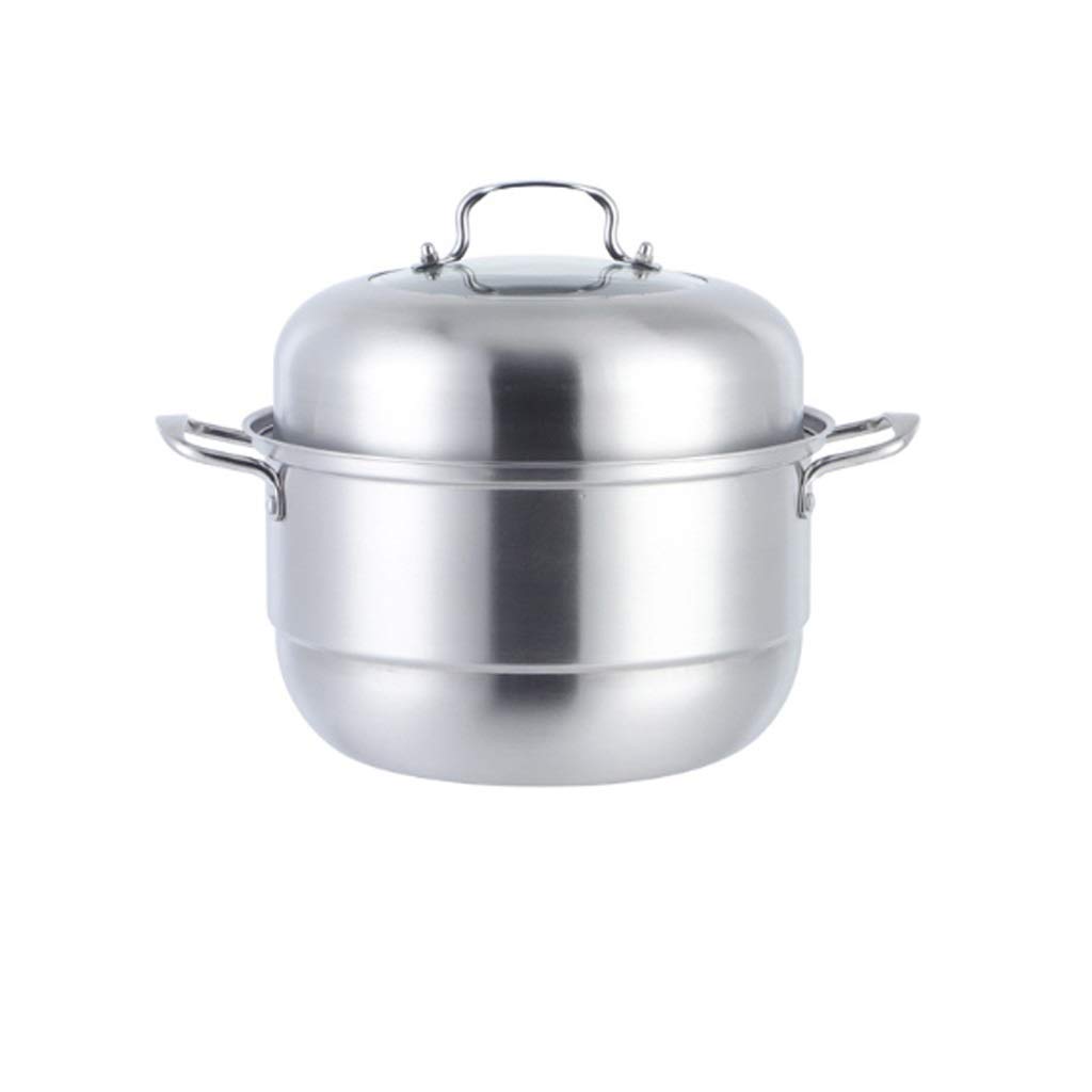 GTHTUHFD Stainless Steel Steam Basket Pot Thicken Boiler Steamer Soup Induction Cooker Gas Stove Metal Pan,D