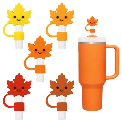 Capuchon de paille feuille d'érable en silicone durable pour grands récipients