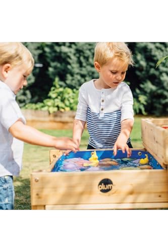 Plum Wooden Sand and Water Table with Cover, 2 Toddler Sensory Table, Summer Outdoor Activity, Sensory Playset, Kids Outdoor Play Equipment, Sturdy, Durable, Weatherproof, Easy to Clean, Age 18+Months