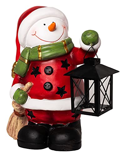 Wichtelstube-Kollektion Dekofigur Gartenfigur Weihnachten Schneemann mit Laterne