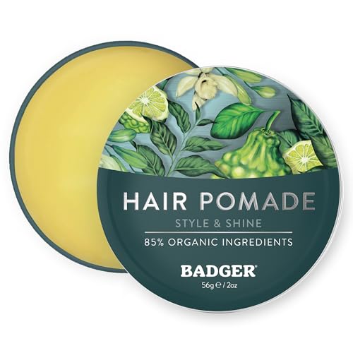 Badger Hair Pomade for Men, Organic, Easy to Use, Subtle Masculine Scent, Medium Hold Hair Pomade...