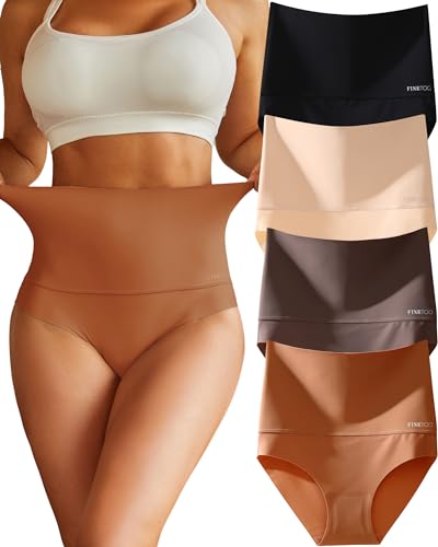 Image of FINETOO Light Tummy Control Underwear Women High Waisted Briefs Plus Size Shapewear Under Dress Ladies Panties S-XXXL