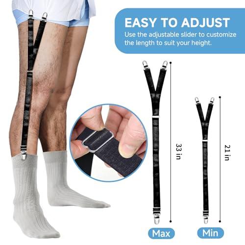 Image of EGGBOY 2Pairs Shirt Stays for Men,Adjustable Elastic Shirt Garter /Tucker for Men&Women,Footloop /Y Style,with Locking Clamps