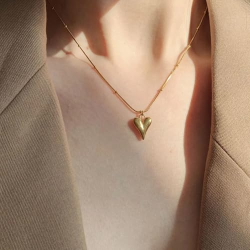 Image of Okos Gold Plated Fashion Imitation Jewellery Minimalist Proposal Heart Pendant Necklace With Chain For Girls and Women PD1000889GLD