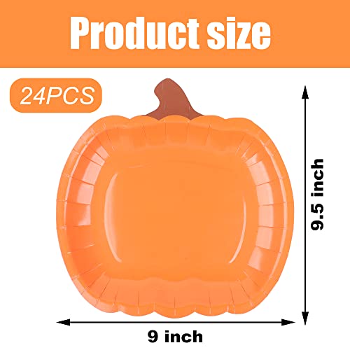 Augisteen 24 Count Pumpkin Paper Plates Fall Disposable Plates 9 Inch Thanksgiving Harvest Orange Party Dinner Plates For Autumn Holiday Catering Events Dinning Party Favors #TOP1