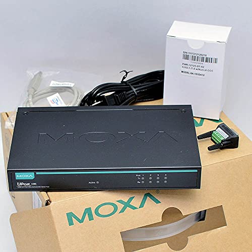 MOXA UPort 1450-4 Ports RS-232/422/485 USB-to-Serial Converter, USB 2.0 Hi-Speed, 921.6Kbps, 15KV ESD Protection, Mini DB9F-to-TB