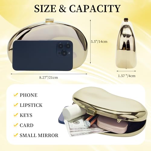Image of Clutch Purses for Women Evening Handbags with Chain Metallic Purse Cute Shell Purse Clutch Bag for Wedding Party Prom