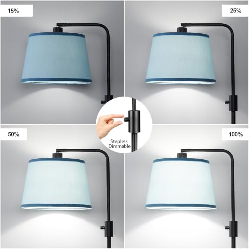 Image of 【Upgraded】 Dimmable Black Floor Lamp, 1000 Lumens LED Edison Bulb Included, Arc Black Floor Lamps for Living Room Modern Standing Lamp with Sky Blue Shade, Tall Lamps for Living Room Bedroom Office