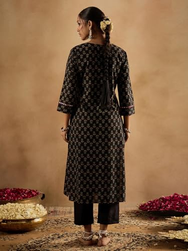 Image of INDO ERA Women's Cotton Straight Fit Floral Printed Kurta (IESTR10060)
