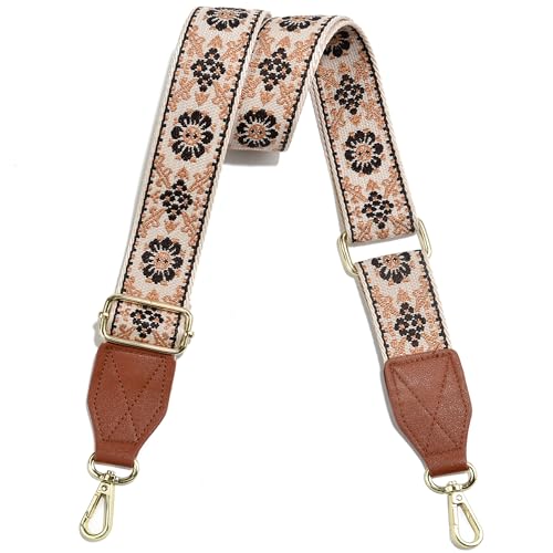 Image of Purse Strap,1.5 inch Leather End Shoulder Strap Adjustable Replacement,Retro Multi-Pattern Crossbody Bag Straps