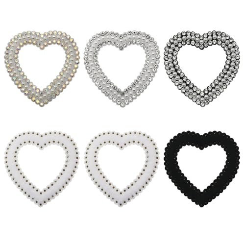Parches de perlas de tela y apliques de diamantes en corazón para ropa formal y bolsos 4