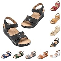 HOOUDO Sandalias Ortopedicas Mujer,Sandalias Senderismo Mujer,Zapatos Ancho Especial,Zapatos Primavera,Zapatillas Casual Con Punta Abierta Cuña Lavable De Verano Para Caminar