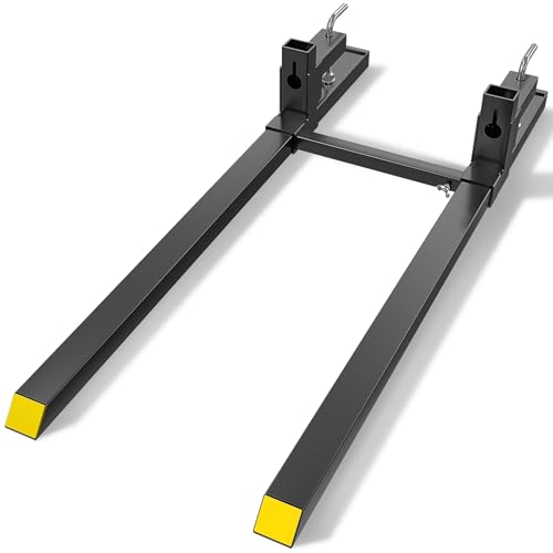 YZONA 60 4500 LBS Clamp on Pallet Forks for Tractor Bucket Heavy-Duty Tractor Forks with Adjustable Stabilizer Bar for Tractor Attachments Loader Bucket Skid Steer (Tractor Accessories)