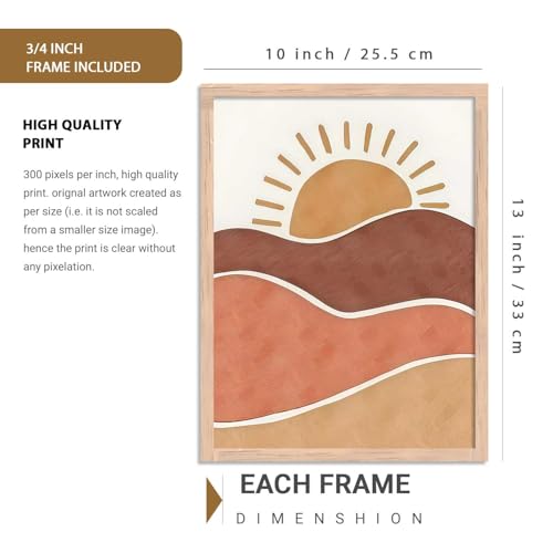 Image of kotart Boho Painting Wall Art Home Decoration Paintings With Frame For Living Room Bed Room Hotel Wall Decor Digital Reprint Set Of 6 (10X13 inch)