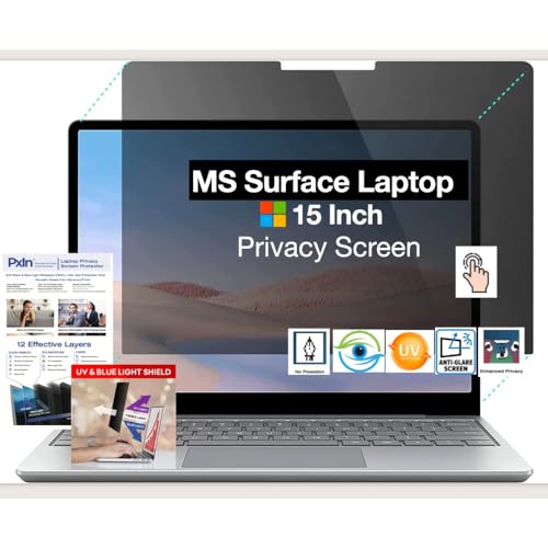 Image of Pxin MS Surface Laptop 3-15 Inch Privacy Screen Filter - NO Eye Strain | Anti-Blue Light + Anti-Glare | No Dry Eyes | Privacy Screen Protector | Touch Screen Enabled