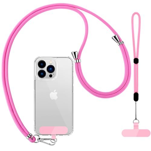 [CACOE] スマホストラップ 首掛け 手首 セット 携帯ストラップ 軽量 長さ調節可能 ストラップホルダー TPU製2枚入り スマホ首掛け ストラップ スマホ用 iPhone/Android 全機種対応 斜め掛け 落下防止 両手解放 ピンク オシャレ