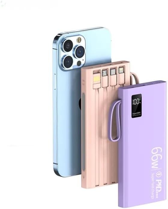 Banco de energía superrápido de 66 W, cargador portátil para portátil de 20,000 mAh, pantalla LED, paquete de batería delgada para iPhone Pro Max