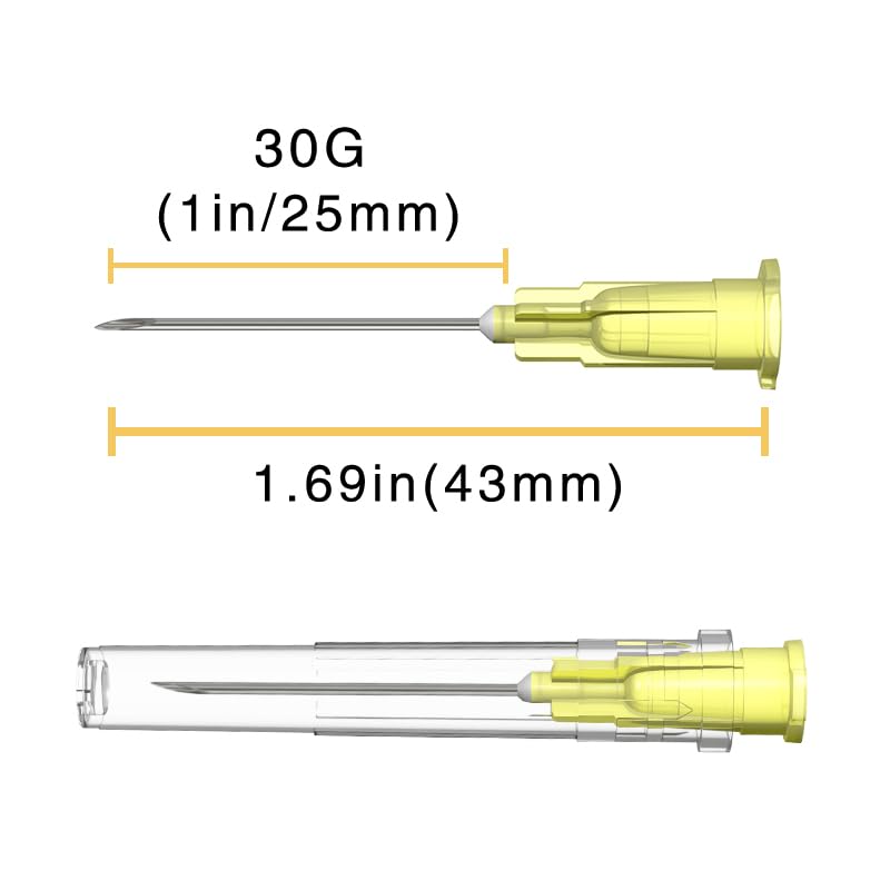Image of 30 Gauge 1 Inch Needle: 100 Pcs Luer Lock Needles - Individually Sealed Packages (30G)