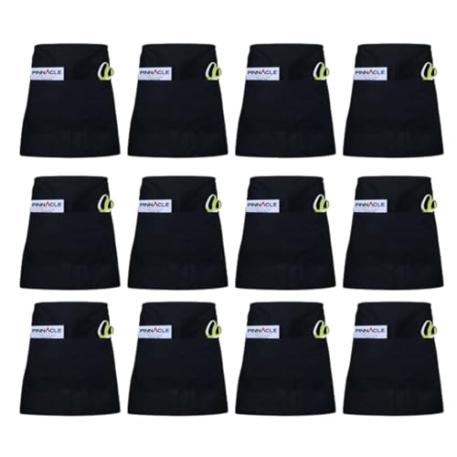 PINNACLE 12 Pack Half Bistro Apron - Double Pocket A2005 - Black