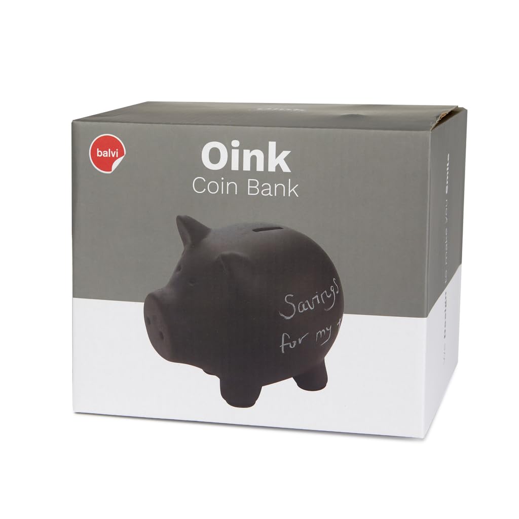 Balvi Salvadanaio Oink Bank Colore nero Personalizzabile e riutilizzabile Ceramica