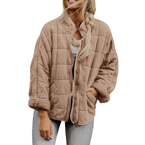 Solid Color Standing Collar Cotton Jacket Coat Women's Loose Long Sleeve Pocket Jacket3