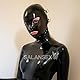 Vollgesichtsmaske mit Mundstöpsel und Augenklappe, Sex-BDSM-Latex-Haubenmaske, SM-Maske mit Reißverschluss