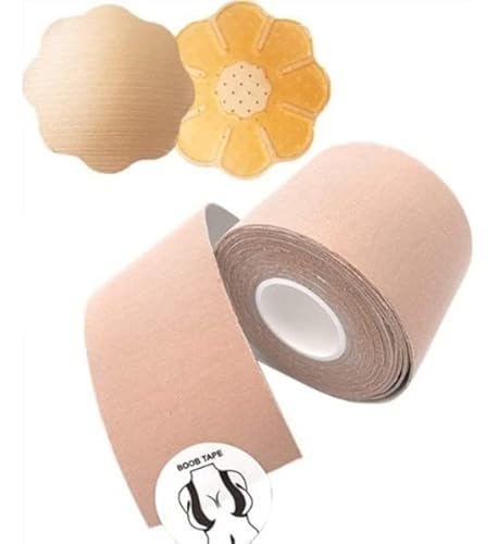 Fita Adesiva Levanta Peito Seios Sutiã Invisível Push Up + 10 unidades de Protetor de Mamilos