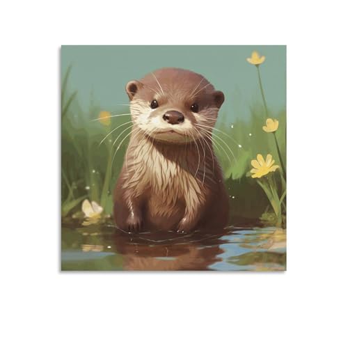Toile murale abstraite loutre mignonne pour une touche de douceur