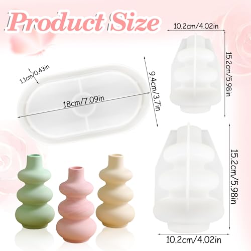 YeahBoom 3 Stück Vase Silikonform,4 Vase+1 Paletten,DIY Vases Resin Formen,Blumenvase Silikonformen,Handgefertigte Silikonform,Epoxidharz Formen Moulds,Zur Herstellung von Vasen
