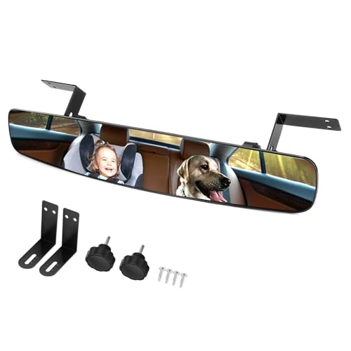 Espejo Retrovisor, 16,5 x 3,2 Pulgadas Espejo Retrovisor Central Convexo Vista Panorámica Gran Angular De 180 Grados Espejo Retrovisor UTV Espejo Retrovisor Interior Para Automóviles SUV Camiones