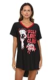 COCO BRANDS Womens Nightgown - Comfy Betty Boop Short Sleeve Lounge Sleep Dress Shirts for Women (Sizes: S-3X Plus), Size Small, Betty Boop Self Love Black