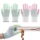 Hitzehandschuh Lockenstab, 2 Paare Lockenstab Handschuh für Curling mit PU Futter Dünn & Atmungsaktive volle Handgelenkabdeckung und Elastische Passform für die Multi-Use für Haarstyling & Hausarbeit