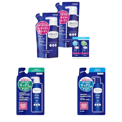 【セット買い】デオコ (DEOCO) 薬用ボディクレンズ 詰替用 250mL×2個セット +デオコヘアケアサシェット付【医薬部外品】 + スカルプケアコンディショナー つめかえ用 370g スウィートフローラルの香り + スカルプケアシャンプー つめかえ用