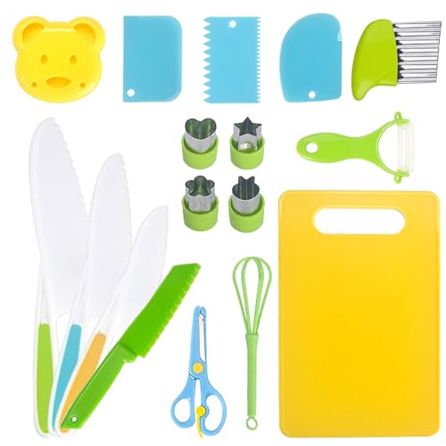 16-teiliges Kinder Küchenmesser Set Kindermesser Set zum Schneiden und Kochen von Obst oder Gemüse Kinder Sicherheit Kochmesser für Kleinkinder...